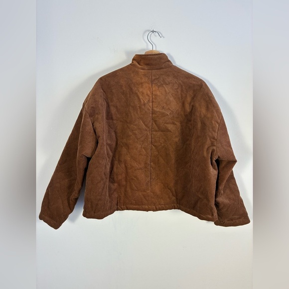 A Loves A Brown Quilted Corduroy Jacket Zip Snap Medium NWT - Picture 2 of 9